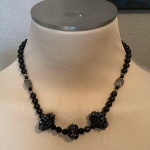 Black Beaded Beads and Onyx Necklace